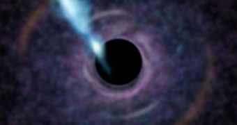 This is a rendition of the supermassive black hole at the core of M87, the heaviest known in the Universe
