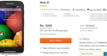 Motorola Moto E webstore page