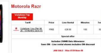 Motorola RAZR Is Free in the UK via Phones4U