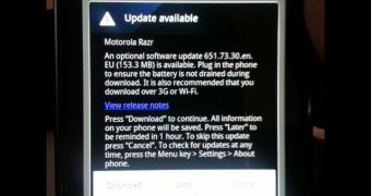 Android 4.0 ICS update for Motorola RAZR (screenshot)