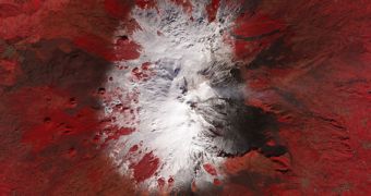 The two craters atop Mount Etna are releasing volcanic plumes in this January 22, 2014 ASTER image