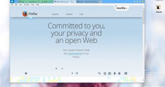 Mozilla message on the official Firefox page