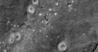 MRO image showing mud volcanoes on Mars
