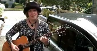 Singer and songwriter Deb Seymour in the video created for her "Little ZENN Car"