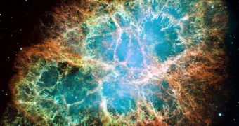 A multi-layerd photo of the Crab Nebula