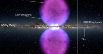 This rendition shows our galaxy's Fermi bubble