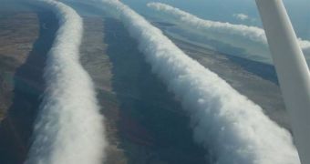 Morning Glory clouds can be seen here near Burketown, Queensland, Australia