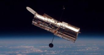 Hubble telescope in Earth's orbit