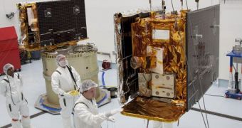 The GRAIL probes are seen here in a cleanroom in Florida