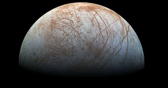 A view of Jupiter's moon Europa
