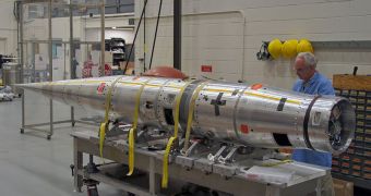 Technicians at NASA's Wallops Flight Facility, in Virginia, mated the components of the Inflatable Reentry Vehicle Experiment into the nosecone and sounding rocket