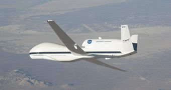 One of the two Global Hawk UAV that NASA plans to use for scientific missions in Earth's atmosphere