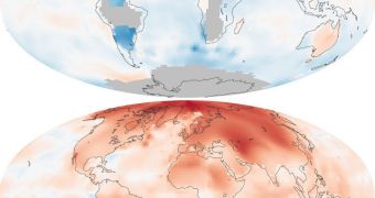 Above map indicates temperature anomalies recorded between 1880 and 1889, while the bottom map shows temperature anomalies for the decade spanning from 2000 to 2009