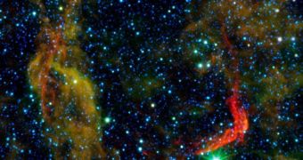 This is the supernova remnant, as seen by Spitzer and WISE