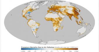Map shows the regions most affected by air pollution, especially fine particulate matter
