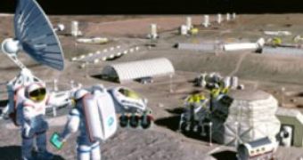 An artist's impression of how NASA's moonbase will be set up.