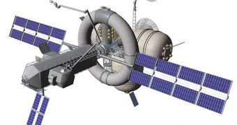 Rendition of the Nautilus-X. The ring-shaped structure is the astronaut centrifuge.