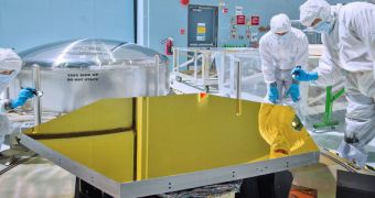 One of 18 perfectly-flat mirror segments that will fly on the JWST