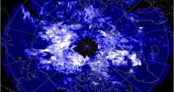 AIM image of noctilucent clouds