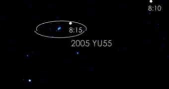 This is a snapshot from a NASA movie showing Swift's view of asteroid 2005 YU55