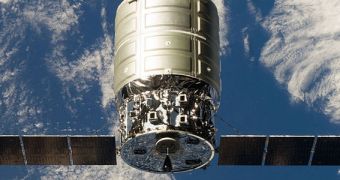 The Orbital Sciences Corp. Cygnus capsule seen approaching the ISS during its maiden flight, on September 29, 2013