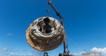 Low-Density Supersonic Decelerator test vehicle recovered by NASA specialists after landing in the ocean