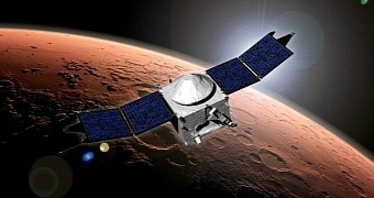 Artist's concept of NASA's MAVEN spacecraft