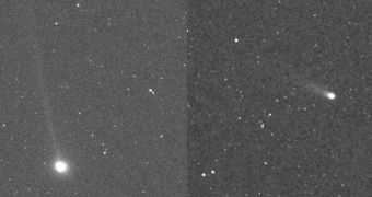 MESSENGER images of Comet Encke (left) and Comet ISON, during their respective points of closest approach to Mercury