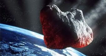 A computer model of an asteroid travelling close past Earth