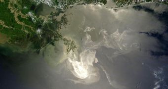 A satellite image of the oil spill that affected the Gulf over the past few months