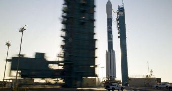 NPP and its Delta II rocket are seen here at their VAFB launch pad