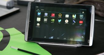 NVIDIA Tegra Note 7 frontal view in kick-stand mode