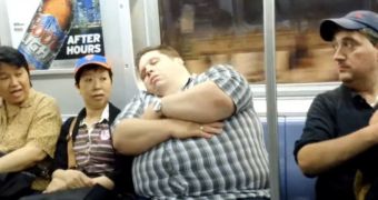 Prank tests passengers' reactions as man dozes off and leans on them in the subway