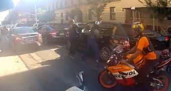 A police officer has been arrested in the NYC biker gang assault