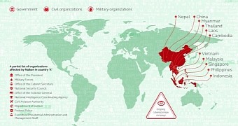 Location of victims targeted by Naikon cyber-espionage group