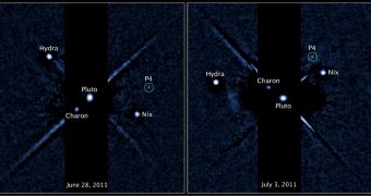 These Hubble images reveal the location of P4, a new moon the telescope found around Pluto