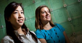 Tongjai Chookajorn, left, and Heather Murdoch, the lead authors of Science paper on the design and production of new stable nanocrystalline metal alloys with exceptional strength and other properties