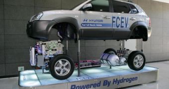 Hyundai?s Tucson Fuel Cell Electric Vehicle on display at the Eco-Technology Research Institute in Seoul, South Korea.
