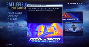The NFS movie is being advertised in Battlefield 4 on PS4