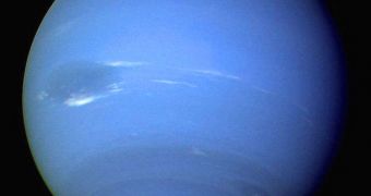 This is a Voyager 2 image of Neptune, one of the sharpest we have