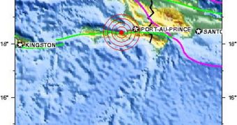 Location of this morning's 6.1-magnitude earthquake, near the Haitian capital of Port-au-Prince