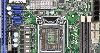 IMB-161-D has an LGA1155 socket that can take Intel's Core i3, i5, i7 or Celeron processors, but not more than a 4 core CPU