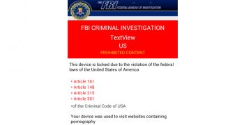 Warning message purporting to be from the FBI