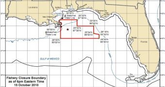 Chart showing the remaining closed area of the Gulf following the recent reopening
