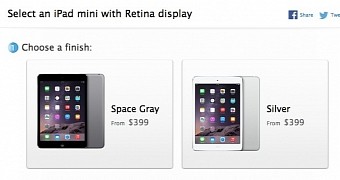 iPad mini listing on the Apple Online store