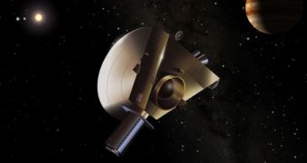 A rendition of the NASA New Horizons spacecraft, currently on its way to Pluto