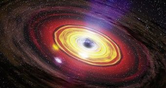 Supermassive black hole eating matter