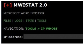 Tools menu option in MWISTAT panel allows searching for IP geo-location