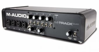 The M-Track Quad features 24-bit / 96 kHz (max.) digital audio processing