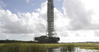 This is the NASA Mobile Launch Platform, seen here on its way to LP-39B at Kennedy